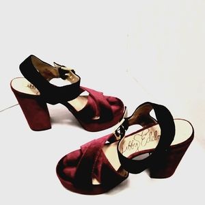 Libby Edelman Velvet chunky heels S(6.5)